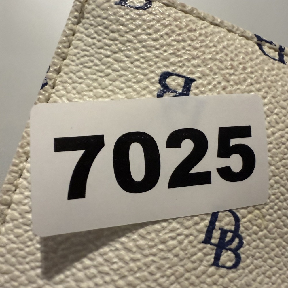 Dooney & Bourke Monogram Coated Canvas Wristlet White Blue Tan Leather Strap $98 - Picture 8 of 8